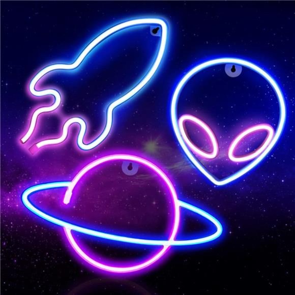 Neon Signs for WallDecor,3PCS LED Neon Lights for Bedroom,USB or Battery Powered - Picture 1 of 6